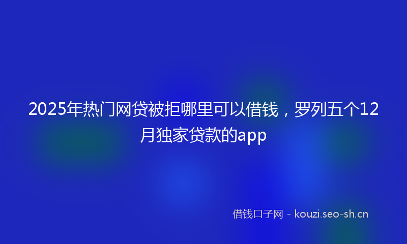 2025年热门网贷被拒哪里可以借钱，罗列五个12月独家贷款的app