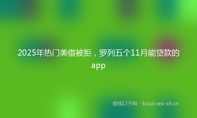 2025年热门美借被拒，罗列五个11月能贷款的app