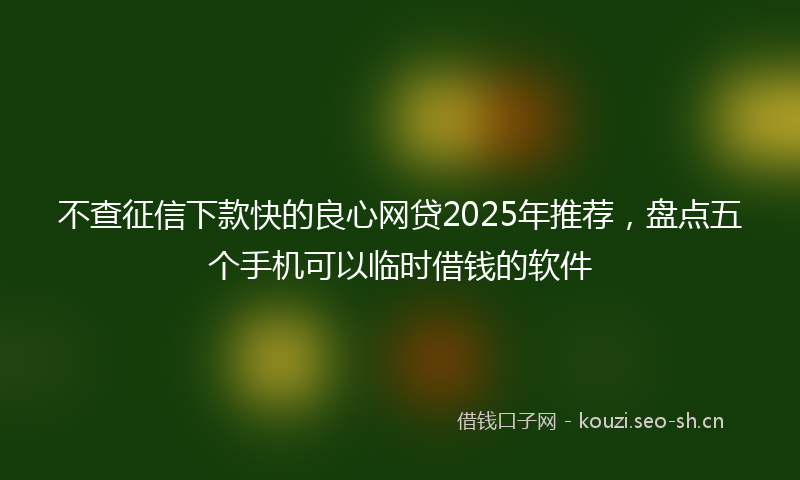 不查征信下款快的良心网贷2025年推荐，盘点五个手机可以临时借钱的软件