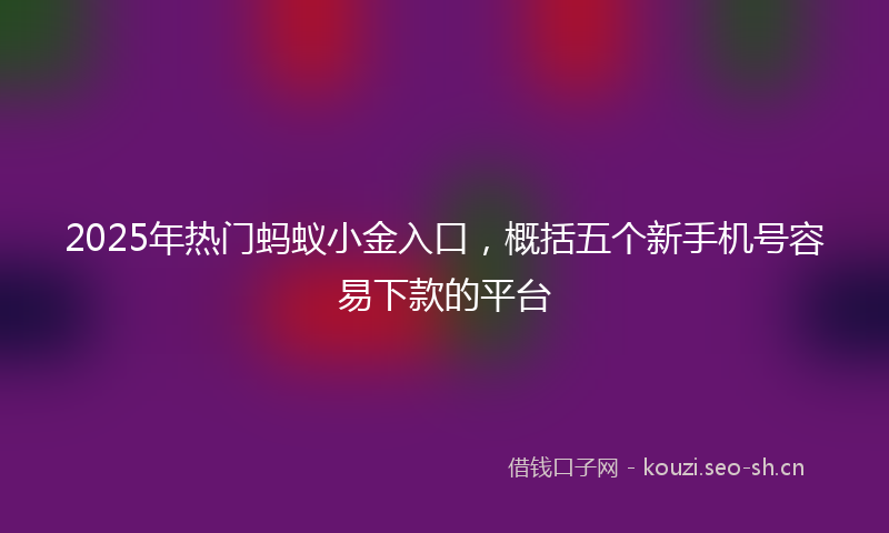 2025年热门蚂蚁小金入口，概括五个新手机号容易下款的平台