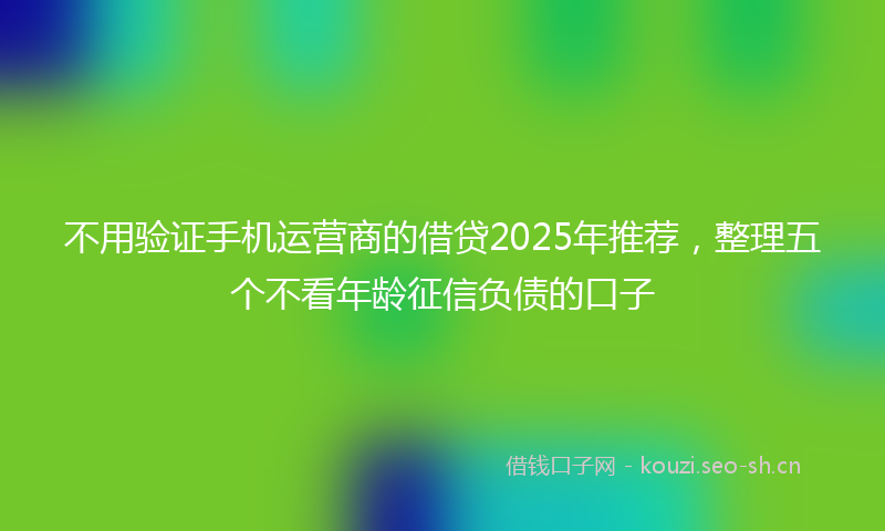 不用验证手机运营商的借贷2025年推荐，整理五个不看年龄征信负债的口子