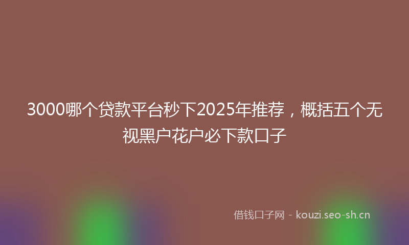 3000哪个贷款平台秒下2025年推荐,概括五个无视黑户花户必下款口子