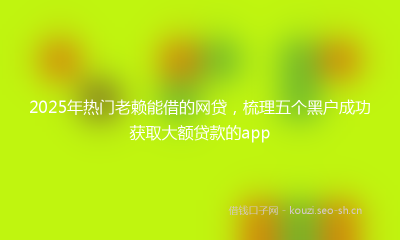 2025年热门老赖能借的网贷，梳理五个黑户成功获取大额贷款的app