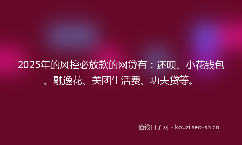 2025年的风控必放款的网贷有：还呗、小花钱包、融逸花、美团生活费、功夫贷等。