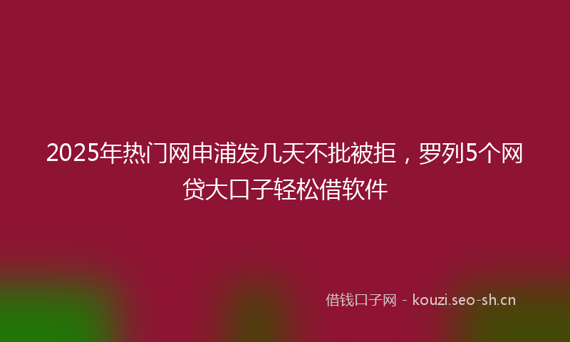 2025年热门网申浦发几天不批被拒，罗列5个网贷大口子轻松借软件