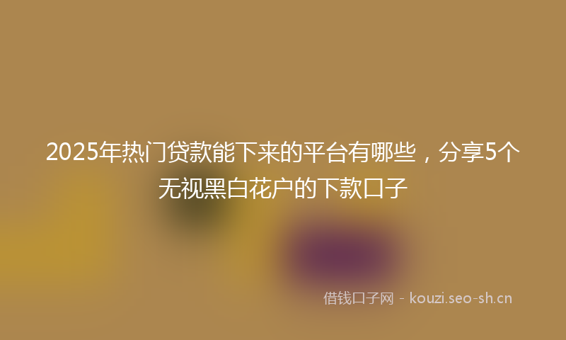 2025年热门贷款能下来的平台有哪些,分享5个无视黑白花户的下款口子