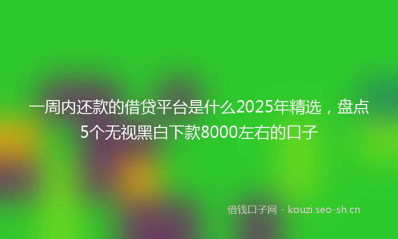 一周内还款的借贷平台是什么2025年精选，盘点5个无视黑白下款8000左右的口子