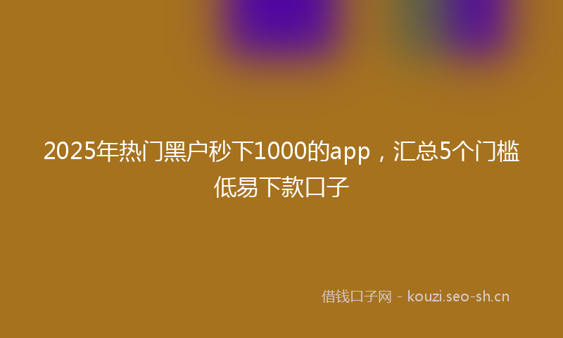 2025年热门黑户秒下1000的app，汇总5个门槛低易下款口子