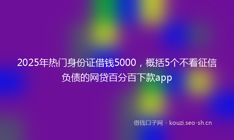 2025年热门身份证借钱5000,概括5个不看征信负债的网贷百分百下款app