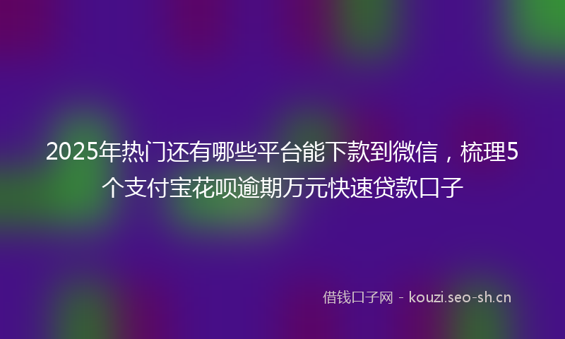 2025年热门还有哪些平台能下款到微信，梳理5个支付宝花呗逾期万元快速贷款口子
