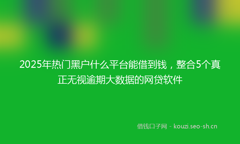 2025年热门黑户什么平台能借到钱，整合5个真正无视逾期大数据的网贷软件
