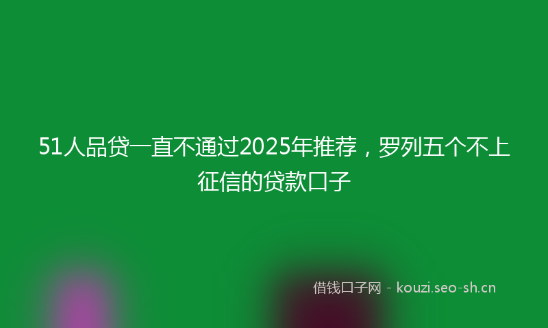 51人品贷一直不通过2025年推荐，罗列五个不上征信的贷款口子