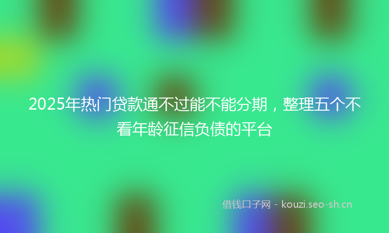 2025年热门贷款通不过能不能分期，整理五个不看年龄征信负债的平台