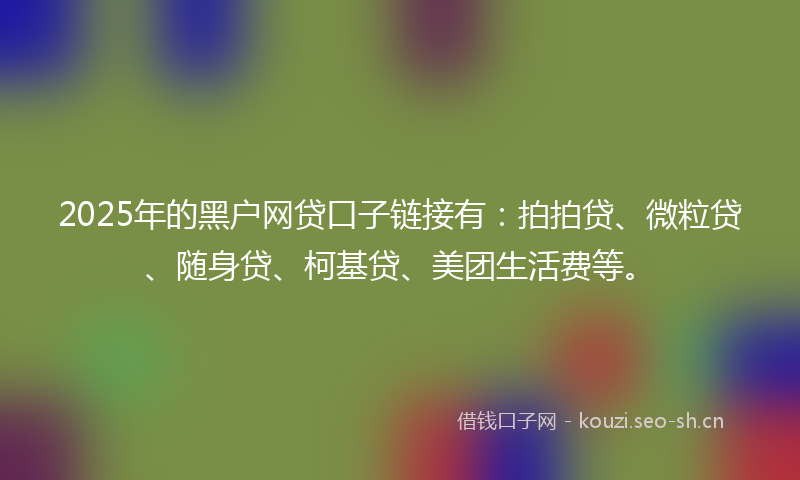 2025年的黑户网贷口子链接有：拍拍贷、微粒贷、随身贷、柯基贷、美团生活费等。