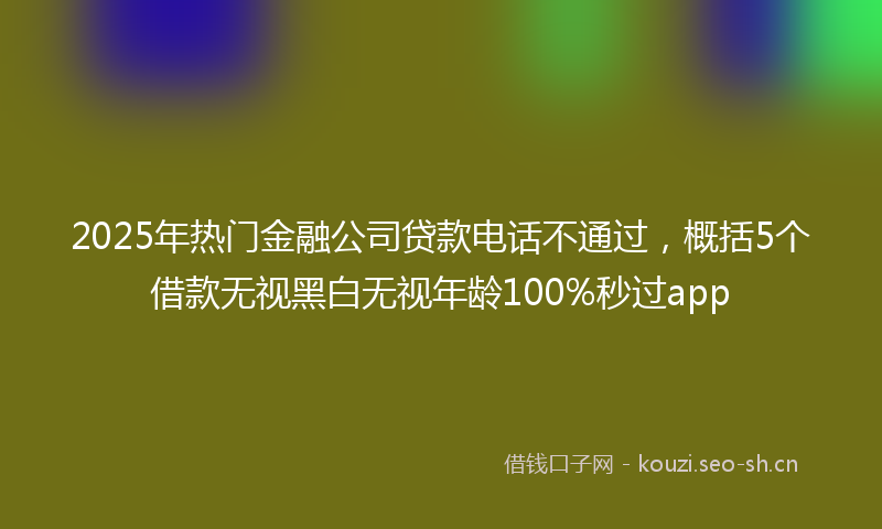 2025年热门金融公司贷款电话不通过，概括5个借款无视黑白无视年龄100%秒过app