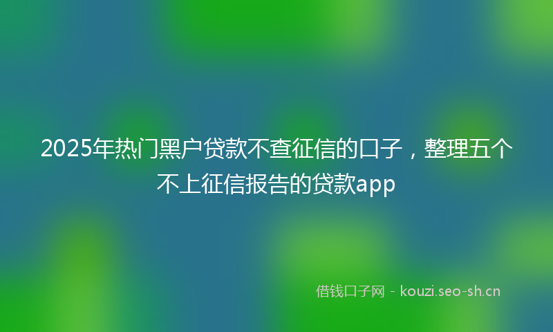 2025年热门黑户贷款不查征信的口子，整理五个不上征信报告的贷款app