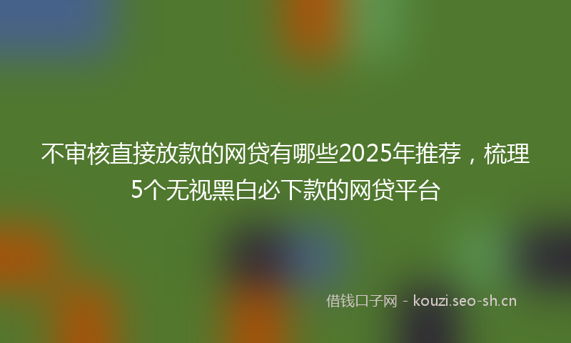 不审核直接放款的网贷有哪些2025年推荐，梳理5个无视黑白必下款的网贷平台