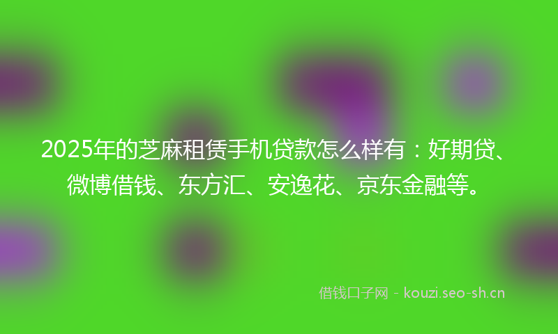 2025年的芝麻租赁手机贷款怎么样有：好期贷、微博借钱、东方汇、安逸花、京东金融等。