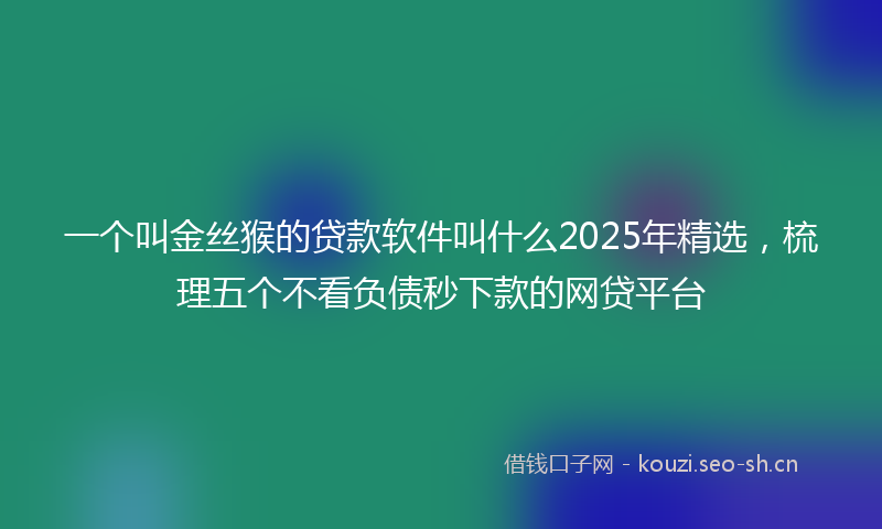 一个叫金丝猴的贷款软件叫什么2025年精选，梳理五个不看负债秒下款的网贷平台