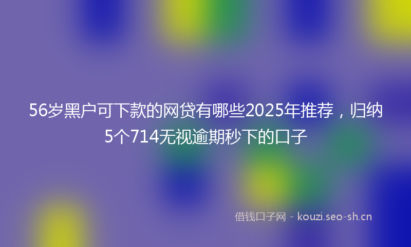 56岁黑户可下款的网贷有哪些2025年推荐，归纳5个714无视逾期秒下的口子