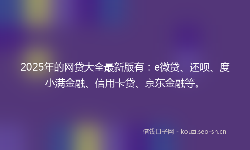 2025年的网贷大全最新版有：e微贷、还呗、度小满金融、信用卡贷、京东金融等。