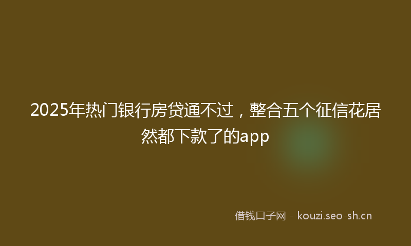 2025年热门银行房贷通不过，整合五个征信花居然都下款了的app