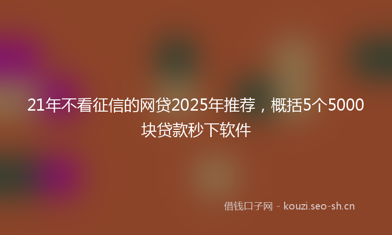 21年不看征信的网贷2025年推荐，概括5个5000块贷款秒下软件