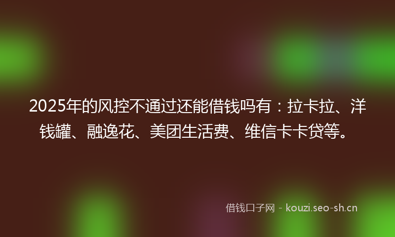 2025年的风控不通过还能借钱吗有：拉卡拉、洋钱罐、融逸花、美团生活费、维信卡卡贷等。