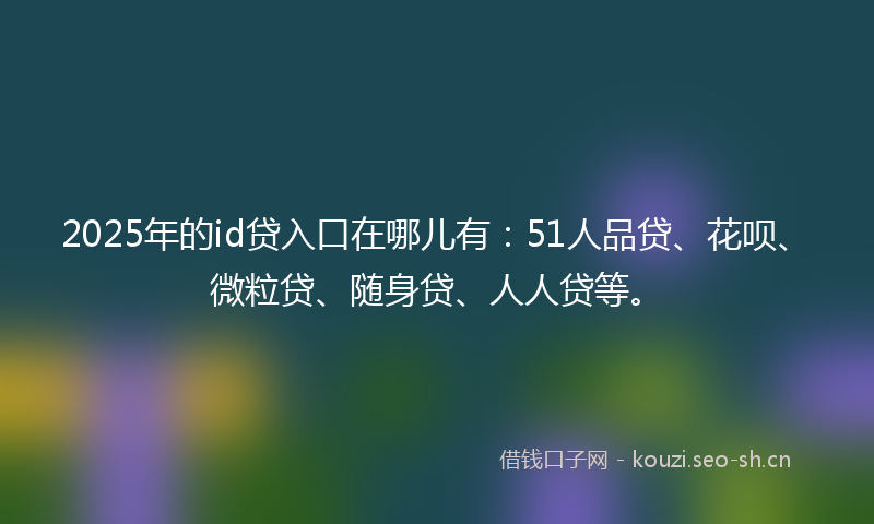 2025年的id贷入口在哪儿有：51人品贷、花呗、微粒贷、随身贷、人人贷等。