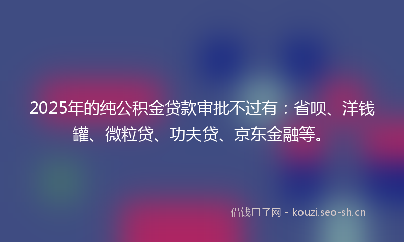 2025年的纯公积金贷款审批不过有：省呗、洋钱罐、微粒贷、功夫贷、京东金融等。