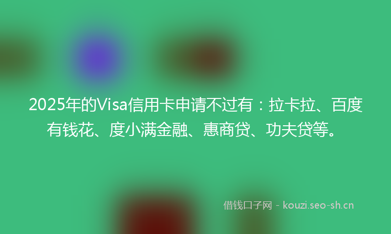 2025年的Visa信用卡申请不过有:拉卡拉、百度有钱花、度小满金融、惠商贷、功夫贷等。