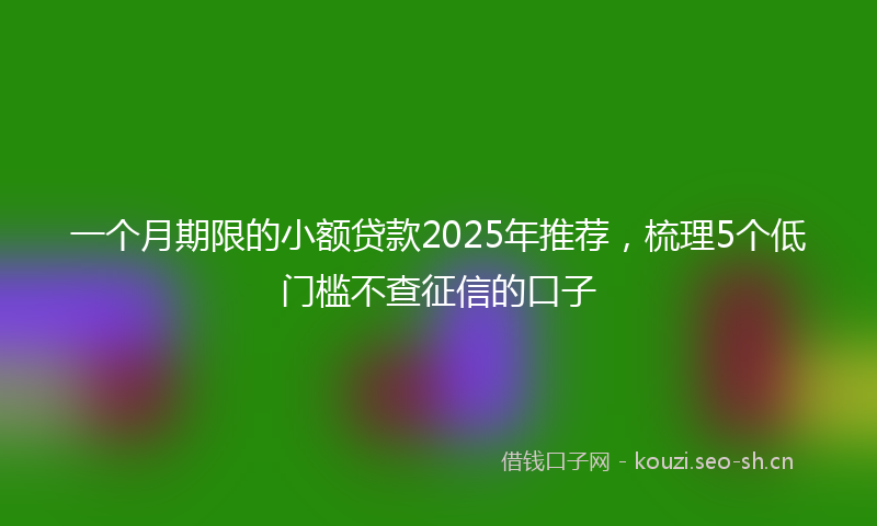 一个月期限的小额贷款2025年推荐,梳理5个低门槛不查征信的口子
