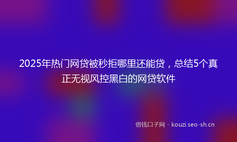 2025年热门网贷被秒拒哪里还能贷，总结5个真正无视风控黑白的网贷软件