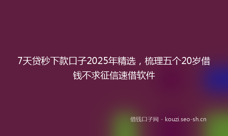 7天贷秒下款口子2025年精选，梳理五个20岁借钱不求征信速借软件