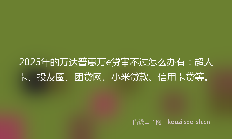 2025年的万达普惠万e贷审不过怎么办有:超人卡、投友圈、团贷网、小米贷款、信用卡贷等。