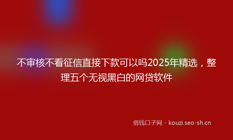 不审核不看征信直接下款可以吗2025年精选,整理五个无视黑白的网贷软件