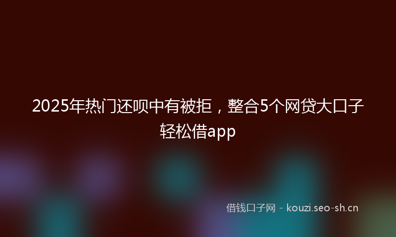 2025年热门还呗中有被拒,整合5个网贷大口子轻松借app
