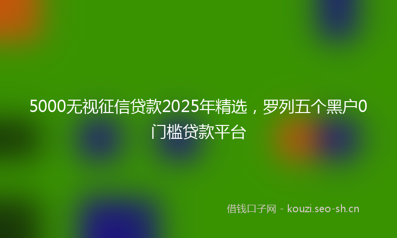 5000无视征信贷款2025年精选，罗列五个黑户0门槛贷款平台