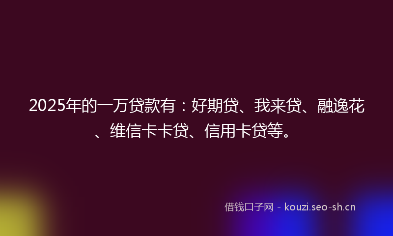 2025年的一万贷款有:好期贷、我来贷、融逸花、维信卡卡贷、信用卡贷等。
