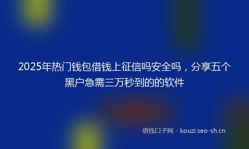 2025年热门钱包借钱上征信吗安全吗，分享五个黑户急需三万秒到的的软件
