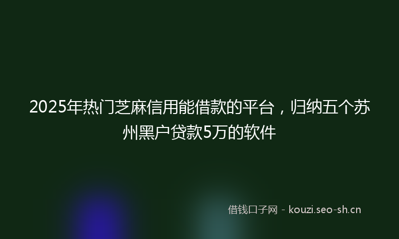 2025年热门芝麻信用能借款的平台,归纳五个苏州黑户贷款5万的软件