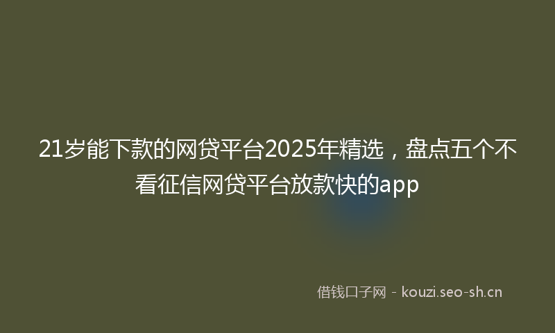 21岁能下款的网贷平台2025年精选，盘点五个不看征信网贷平台放款快的app