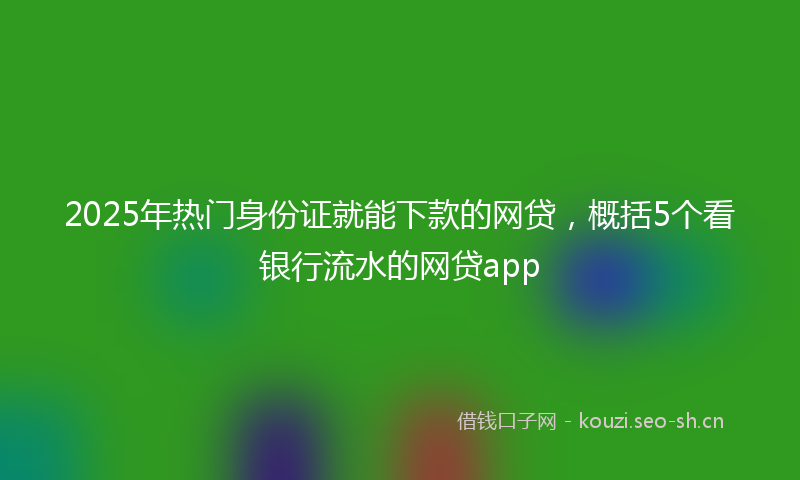 2025年热门身份证就能下款的网贷，概括5个看银行流水的网贷app