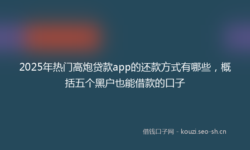 2025年热门高炮贷款app的还款方式有哪些，概括五个黑户也能借款的口子