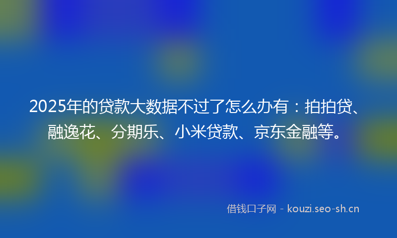 2025年的贷款大数据不过了怎么办有：拍拍贷、融逸花、分期乐、小米贷款、京东金融等。