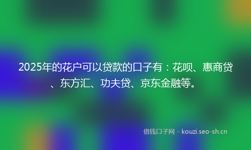 2025年的花户可以贷款的口子有：花呗、惠商贷、东方汇、功夫贷、京东金融等。