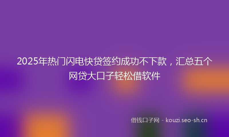 2025年热门闪电快贷签约成功不下款,汇总五个网贷大口子轻松借软件