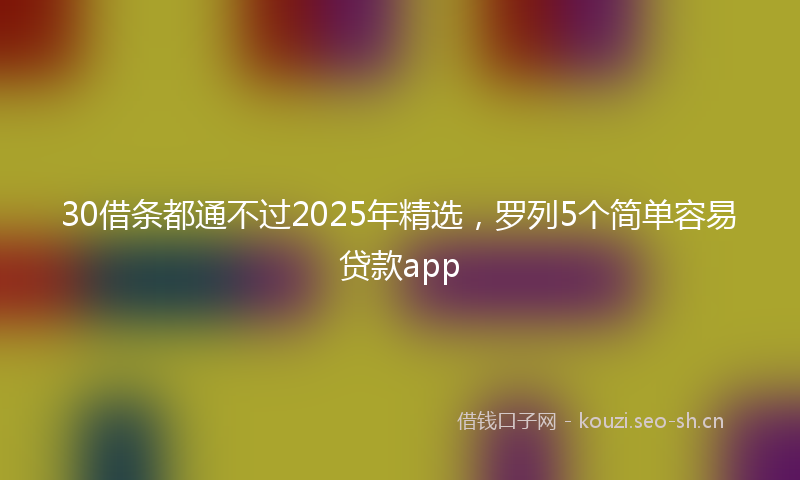 30借条都通不过2025年精选，罗列5个简单容易贷款app
