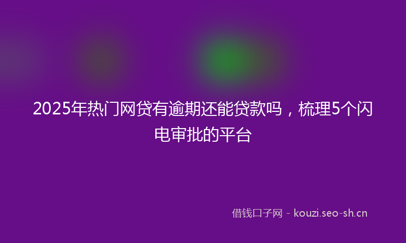 2025年热门网贷有逾期还能贷款吗，梳理5个闪电审批的平台
