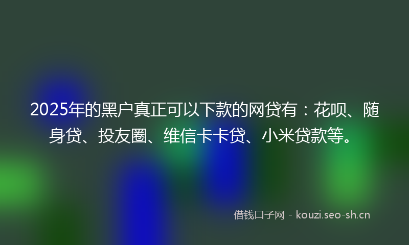 2025年的黑户真正可以下款的网贷有:花呗、随身贷、投友圈、维信卡卡贷、小米贷款等。